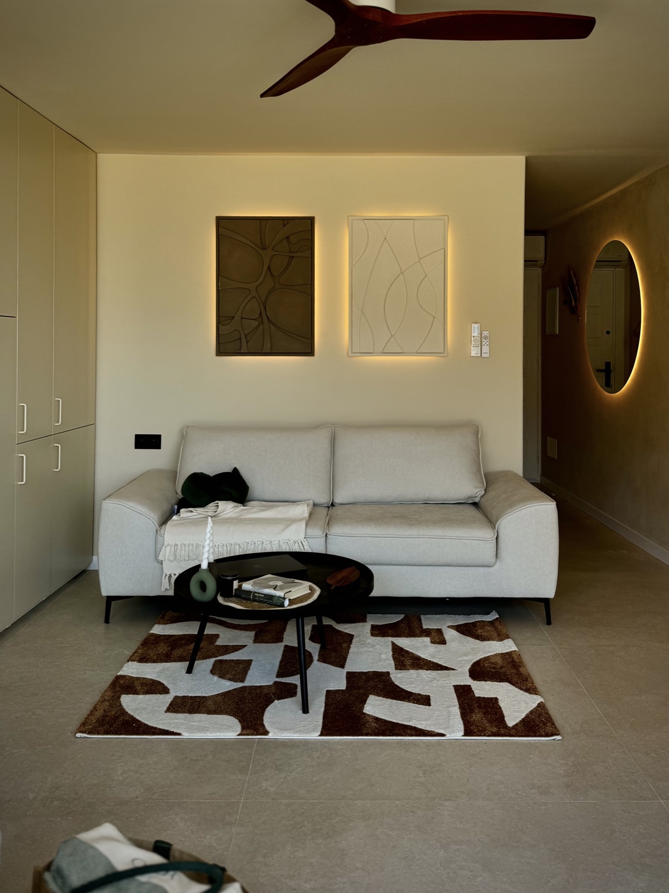 YOSO living room with natural textures and soft light